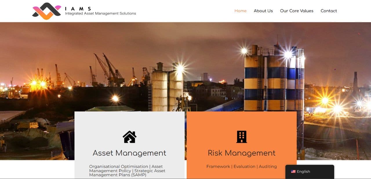 Integrated Asset Management Solutions website hero preview
