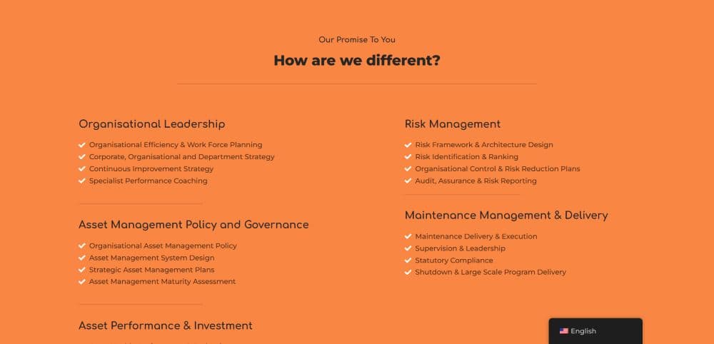 IAMS screen concept showing service-led page structure
