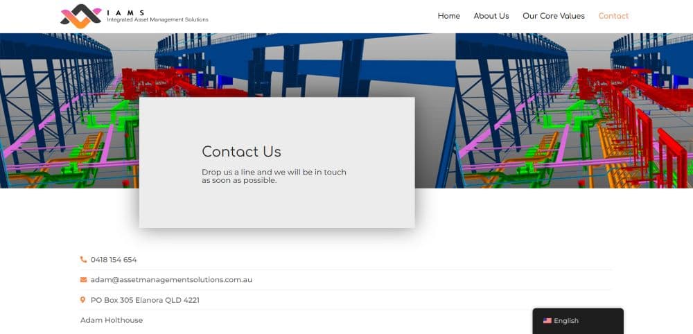 IAMS screen concept showing consulting capability presentation