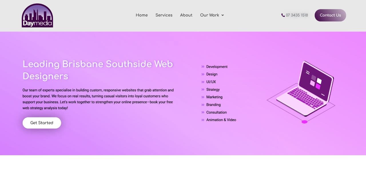 Daymedia agency website hero showcase