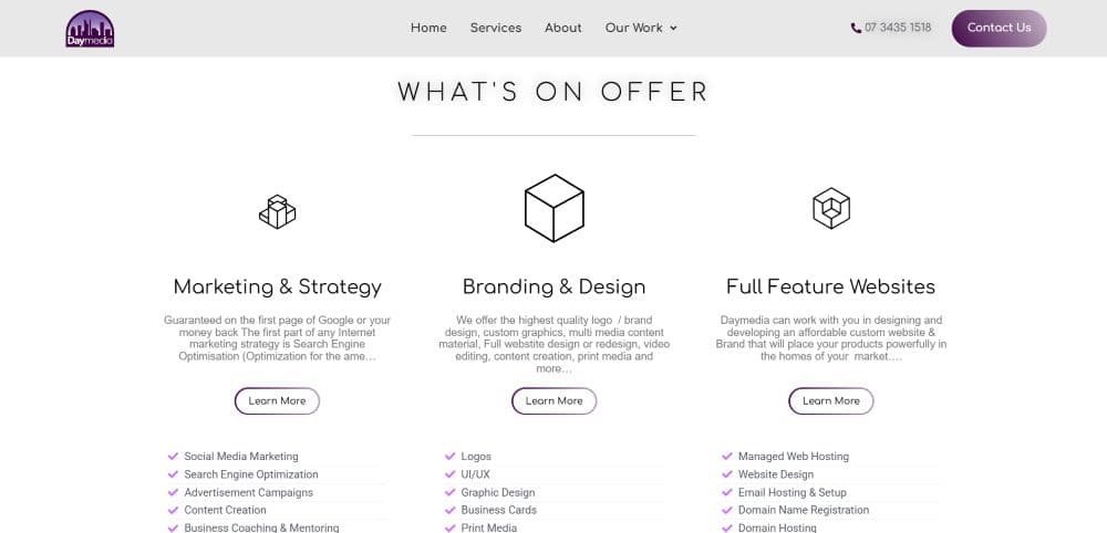 Daymedia screen concept showing service presentation