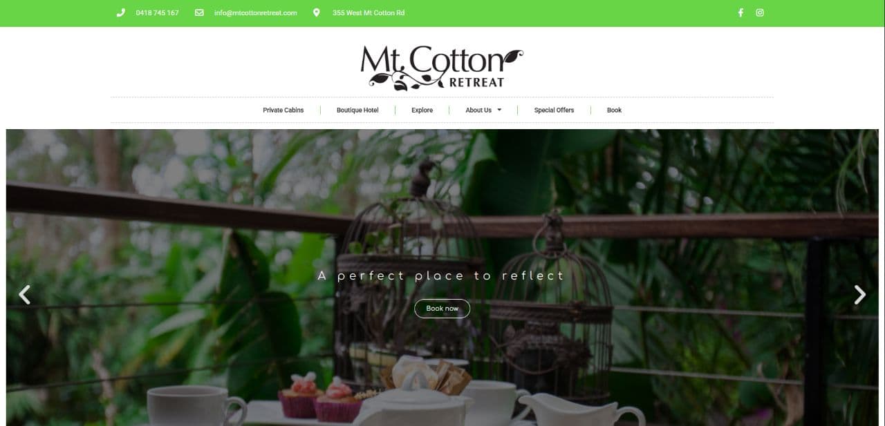 Mt Cotton Retreat website redesign hero preview