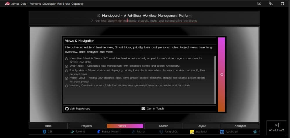 Navcube screen concept showing animated portfolio flow
