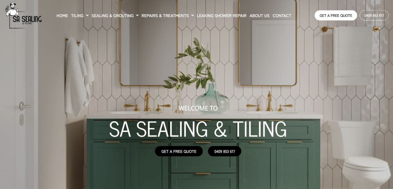 SA Sealing and Tiling website hero showcase
