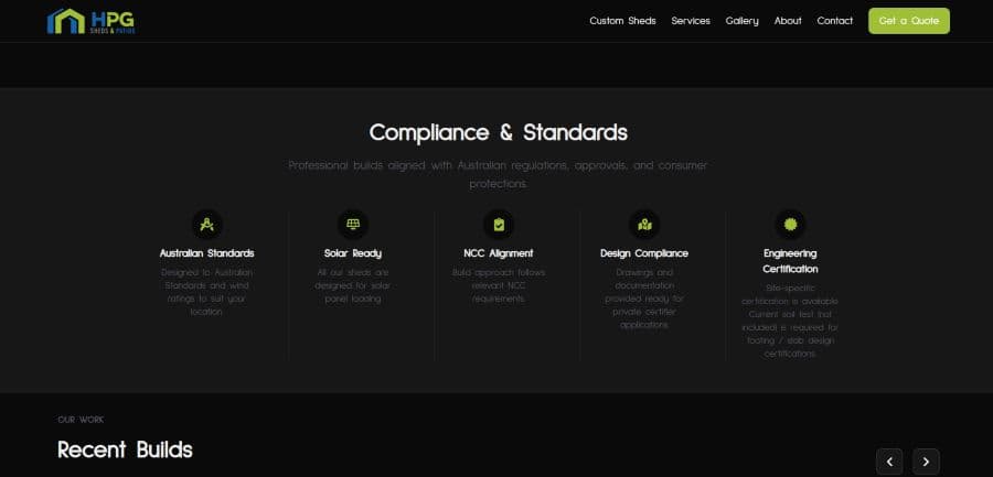 HPG Sheds and Patios screen concept showcasing build workflow